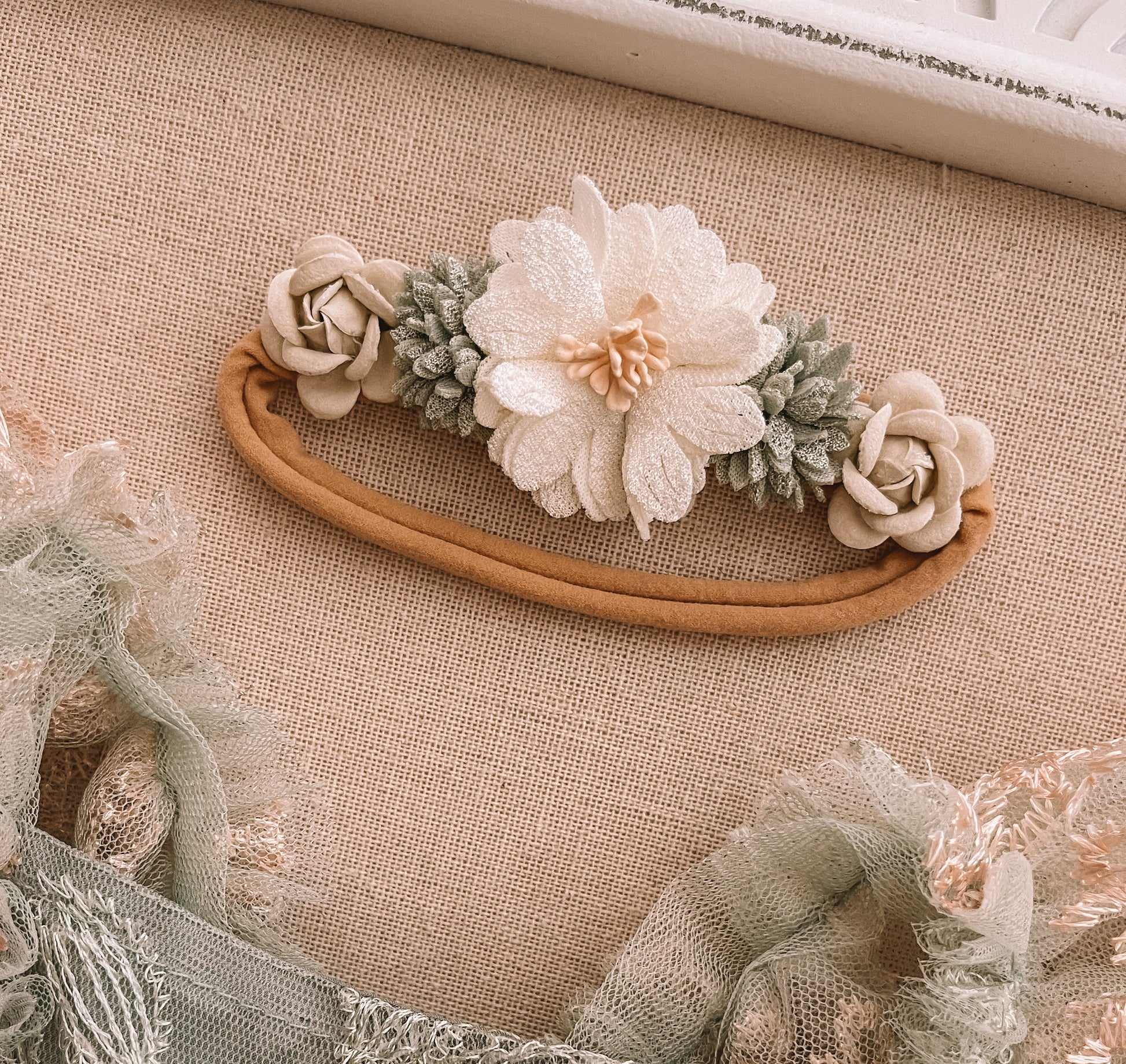 Neutral Green Floral Headband