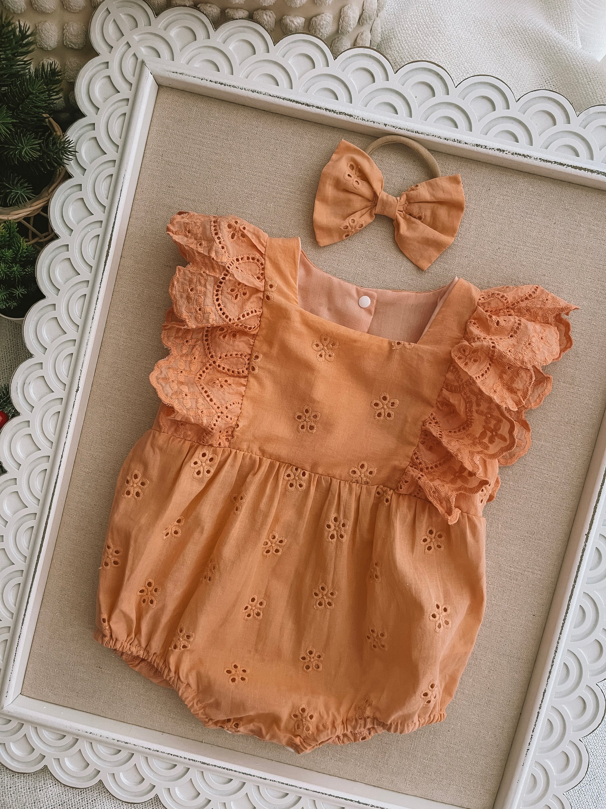 Ruffle Peach Romper Set