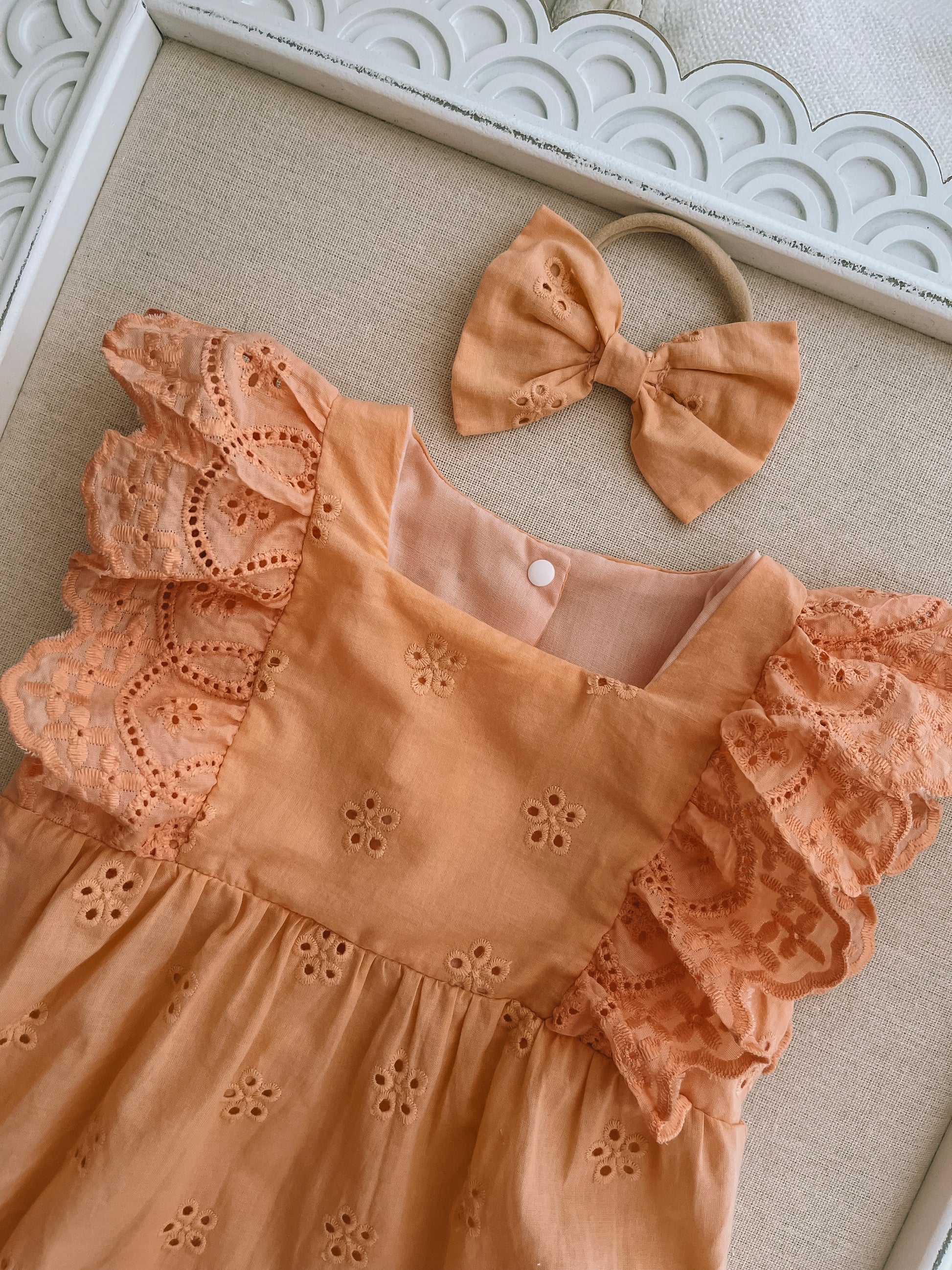 Ruffle Peach Romper Set