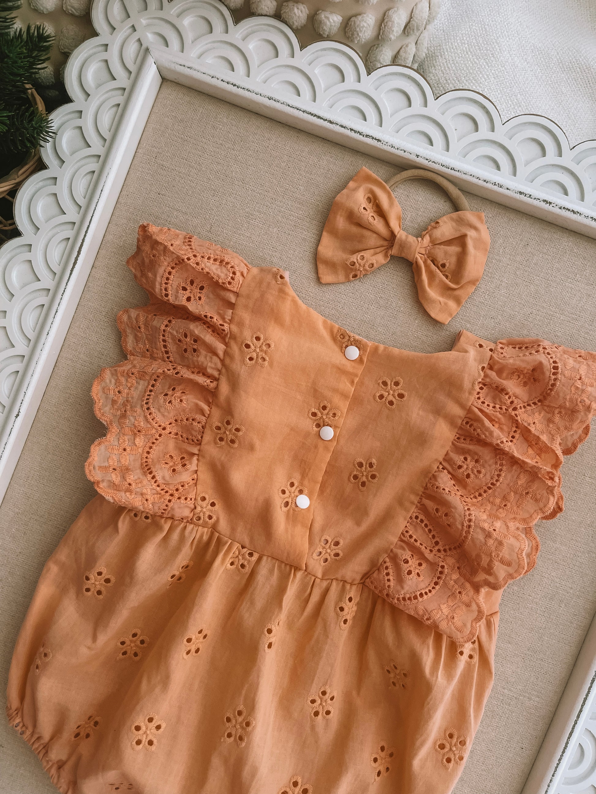 Ruffle Peach Romper Set